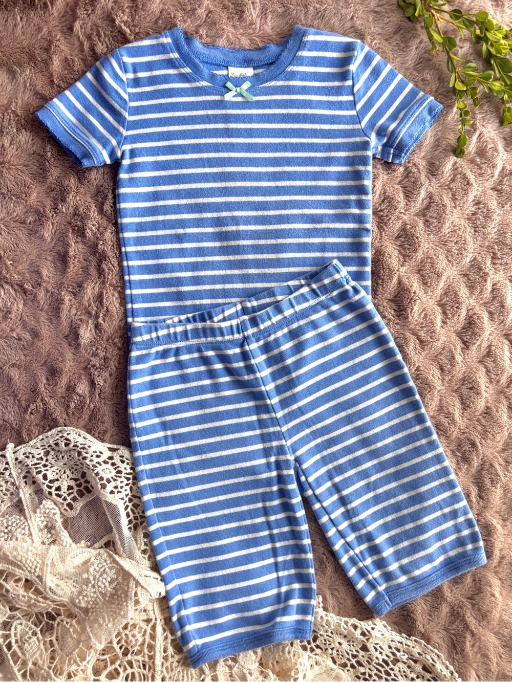 Mini Boden Blue & White Striped Pajama Set – Size 5Y - Picture 3 of 10